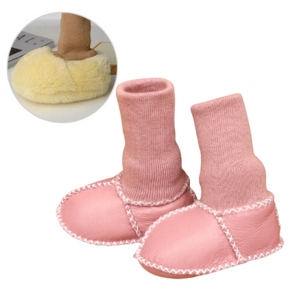 Baby Pantoffels | Antislip | Warm Binnenvoering | Winter | Eenvoudig Aantrekken | Katoen, Wol, Leder