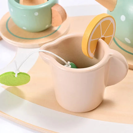 Woodn | Houten Theeservies Set Kinderen | Inclusief Theepot Koffiekopjes Taart | Educatief Duurzaam Speelgoed | Rollenspel | FSC Gecertificeerd Veilig | Giftvrij | Ideaal Voor Rollen Spelenderwijs Leren