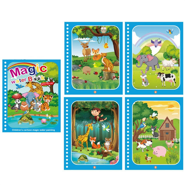Magisch Waterverfboek Set | Herbruikbaar Kleurboek voor Kinderen | Veilige Creatieve Ontwikkeling | 4 Stuks