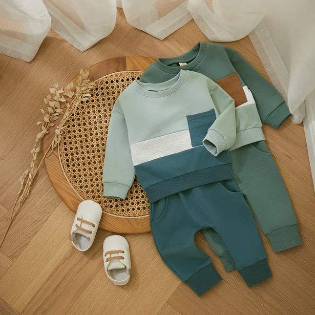 Peuterspeelpakje | Zachte Joggingoutfit Baby | Contrasterende Design | Maat 6mnd-5jr | Comfortabele Kleding Set