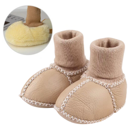 Baby Pantoffels | Antislip | Warm Binnenvoering | Winter | Eenvoudig Aantrekken | Katoen, Wol, Leder