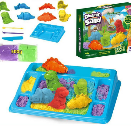 Kinetisch Speelzand Creatief | Dino | Koken | Zee | 500g Speelplezier | Hersenontwikkeling | 3+ | Eindeloos Vormgeven