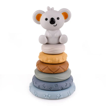 Koala Cubes | Educatief Stapel- en Bijtspeelgoed | Siliconen voor Baby's | Sansestimulatie en Motorische Ontwikkeling | Geschikt voor 0-12 Maanden | Veilig en BPA-vrij | Meerkleurig Sensory Speelgoed