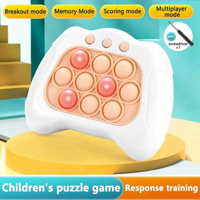 Reactiespel Pop Game | Stimuleert Hand-Oogcoördinatie | Voor Kinderen en Volwassenen | Interactief Pop-It Design | Verbetert Fijne Motoriek | Draagbare Spelconsole met LED Lichten | Geschikt vanaf 2 Jaar