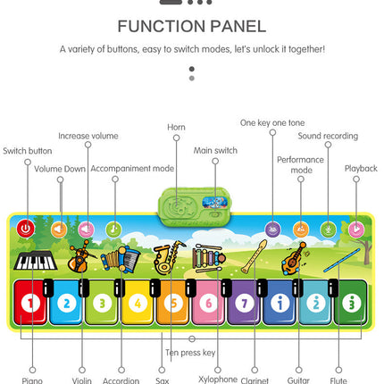 Interactieve Dansmat Voor Kinderen | Klavermat Met Geluidseffecten | Muzikale Speelervaring | Verbeter Motorische Vaardigheden | Slijtvaste En Vouwbare Mat | Kleurrijke Klavertangenten 36x110cm
