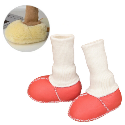 Baby Pantoffels | Antislip | Warm Binnenvoering | Winter | Eenvoudig Aantrekken | Katoen, Wol, Leder