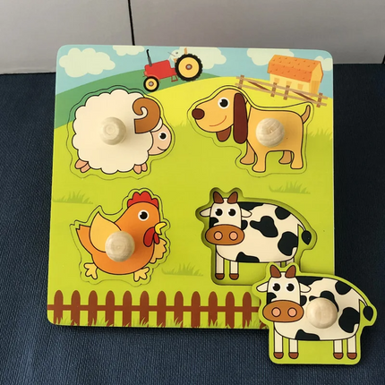 Houten Kleurenpuzzel voor Kinderen | Educatief Spel | Fijnmotorische Ontwikkeling | Fruitvorm Herkenning | Duurzaam en Veilig Speelgoed | Compact en Draagbaar Design | Kindvriendelijke Materialen