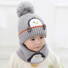 Pingvin Design Kinderset | Muts en Sjaal Baby | Warme Unisex Accessoires | One-Size | Zachte Polyester