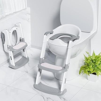 Opvouwbaar Potty Training Stoeltje | Toilettrainer Voor Peuters | Verstelbare Stabiele Trap | Veilig Antislip Design | Praktisch Ruimtebesparend Toilethulpje | Gemakkelijk Opbergbaar Pottetrainer