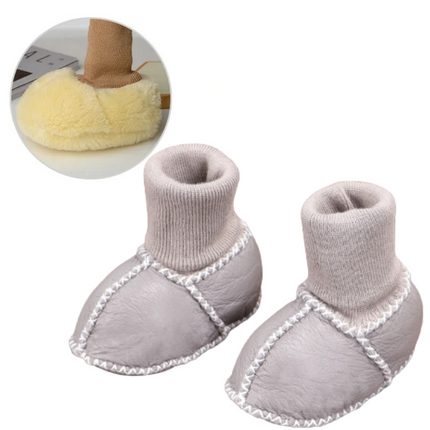Baby Pantoffels | Antislip | Warm Binnenvoering | Winter | Eenvoudig Aantrekken | Katoen, Wol, Leder