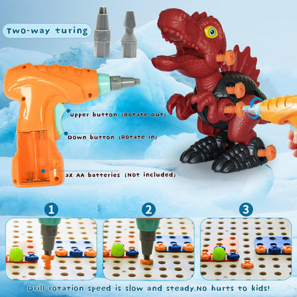 Dinosaurus Bouwset Kind | Elektrische Speelgoed Boremachine | Creatief Constructiespeelgoed | Motorische Ontwikkeling | Educatief en Duurzaam Bouwspeelgoed | Dino Thema Speelset