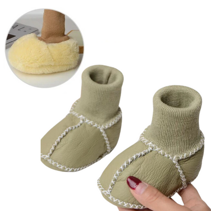 Baby Pantoffels | Antislip | Warm Binnenvoering | Winter | Eenvoudig Aantrekken | Katoen, Wol, Leder