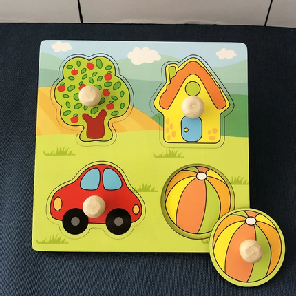 Houten Kleurenpuzzel voor Kinderen | Educatief Spel | Fijnmotorische Ontwikkeling | Fruitvorm Herkenning | Duurzaam en Veilig Speelgoed | Compact en Draagbaar Design | Kindvriendelijke Materialen