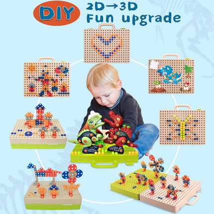 Dinosaurus Bouwset Kind | Elektrische Speelgoed Boremachine | Creatief Constructiespeelgoed | Motorische Ontwikkeling | Educatief en Duurzaam Bouwspeelgoed | Dino Thema Speelset