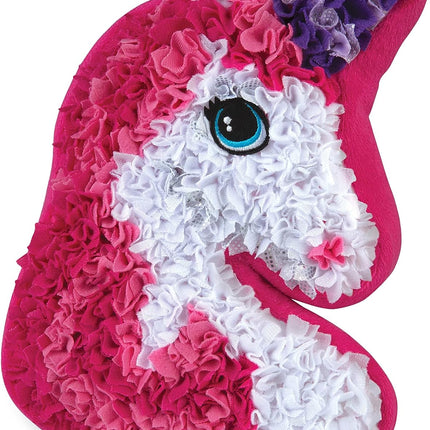 Knuffelige DIY Eenhoornkussen | Creatief Zelfmaakpakket | Zachte Plys Materialen | 30,5x21,5x4,6 cm
