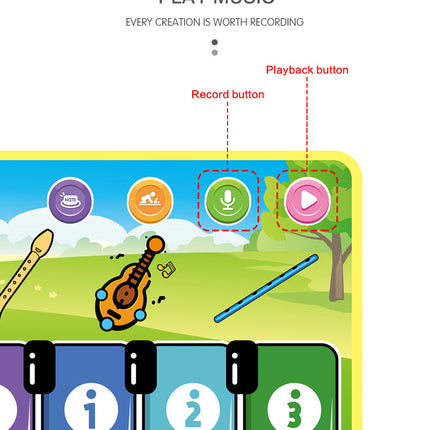 Interactieve Dansmat Voor Kinderen | Klavermat Met Geluidseffecten | Muzikale Speelervaring | Verbeter Motorische Vaardigheden | Slijtvaste En Vouwbare Mat | Kleurrijke Klavertangenten 36x110cm