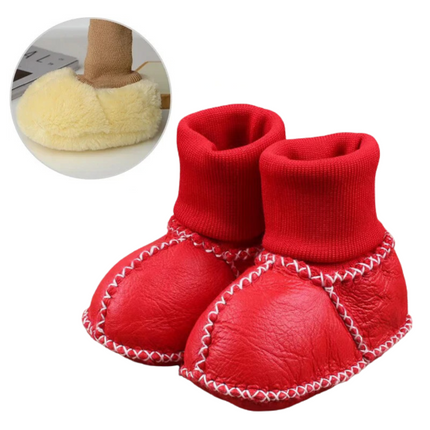 Baby Pantoffels | Antislip | Warm Binnenvoering | Winter | Eenvoudig Aantrekken | Katoen, Wol, Leder