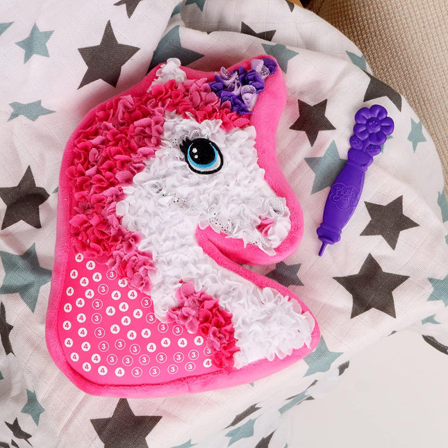 Knuffelige DIY Eenhoornkussen | Creatief Zelfmaakpakket | Zachte Plys Materialen | 30,5x21,5x4,6 cm