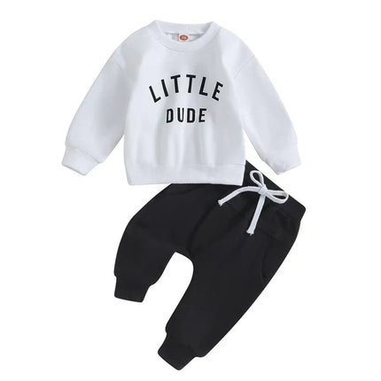 Babyset jongens | Zachte katoenen blend | Comfortabele jongensoutfit | Sweatshirt en broek | Trendy print