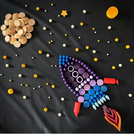 Woodn | Regenboog Bouwblokken Hout | Kleurrijke Educatieve Speelblokken | Veilig & Duurzaam | Ontwikkeling Motoriek & Creativiteit | Handgemaakt | Geschikt voor Alle Leeftijden | Keuze uit 81, 162, 324 Blokken