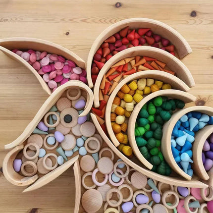 Woodn | Regenboog Bouwblokken Hout | Kleurrijke Educatieve Speelblokken | Veilig & Duurzaam | Ontwikkeling Motoriek & Creativiteit | Handgemaakt | Geschikt voor Alle Leeftijden | Keuze uit 81, 162, 324 Blokken