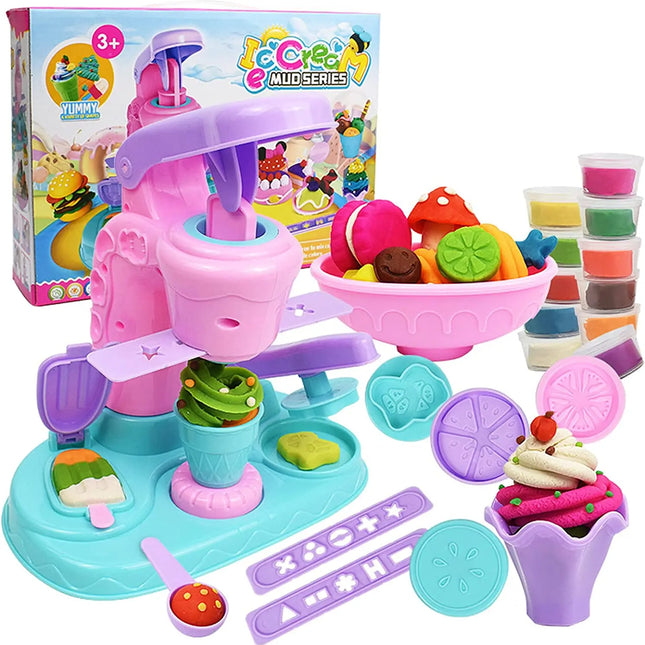 Kinderen Klei Speelset | Creatieve IJscombinaties | Kleurrijke Vormpjes & Gereedschappen | Motoriekontwikkeling