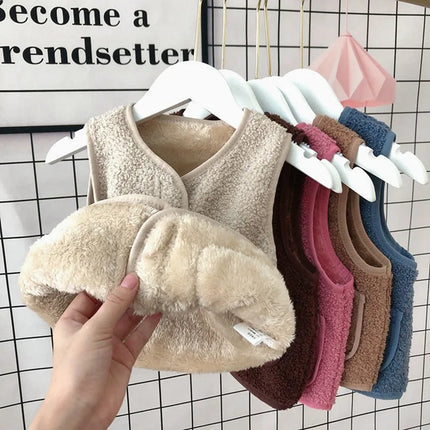 Baby Vest | Warme Comfort | Lammelook | V-Hals | Voor Baby's en Peuters | Ideaal voor Koude Dagen | Zacht en Trendy | Veelzijdig en Geschikt voor Binnen en Buiten | Eenvoudig te Combineren | Verschillende Maten