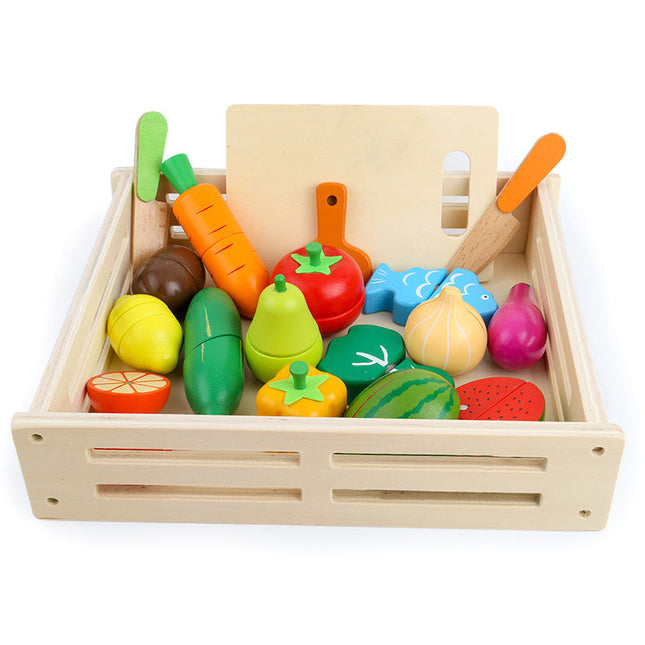 Woodn™ Houten Fruit- en Groente Set | Educatief Speelgoed | Inclusief Snijplank en Gereedschap