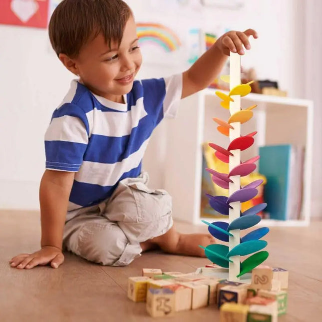 Houten Regenboogblokjes | Educatief Houten Speelgoed | Sensorisch Speelplezier & Motorische Ontwikkeling | Duurzaam Materiaal | Verschillende Maten | Creatief Kinderspeelgoed