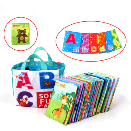 Baby Activiteitenboek | Stimulatie en Ontwikkeling Set | 26 Boeken + Opbergtas | Educatief Speelgoed | 12m+