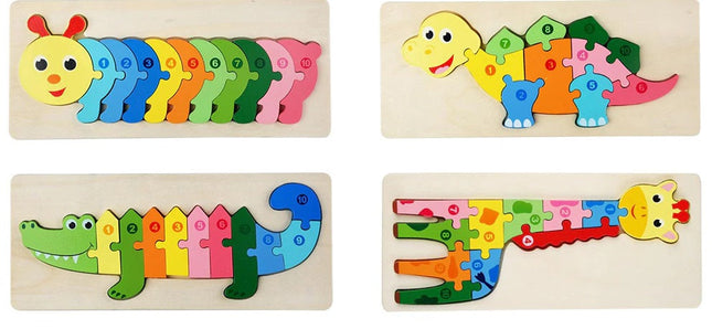 Interactieve Dierenpuzzel Houten Kinderspel | Educatief Speelgoed Leren Tellen en Dieren | Robuuste Kleurige Blokken voor Kognitieve Ontwikkeling | Stimuleert Fijne Motoriek & Probleemoplossing
