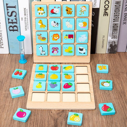 Houten memory spel | Educatief speelgoed kinderen | Dieren vormen kleuren | Geheugen ontwikkeling