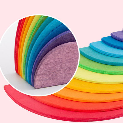 Halfronde Houten Schijven | Creatief Bouwen | Educatief Speelgoed | Duurzaam | Vrij Van Schadelijke Stoffen | Bevordering Technische Vaardigheden | Geschikt Vanaf 3 Jaar | 11 Stuks | Verschillende Kleuren