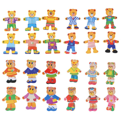 Boris Puzzelset Bøgetræs Beertjes | Creatieve Outfits | Educatief Spel | Houten Puzzelstukjes | Voor Peuters