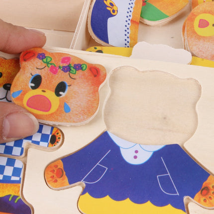 Boris Puzzelset Bøgetræs Beertjes | Creatieve Outfits | Educatief Spel | Houten Puzzelstukjes | Voor Peuters