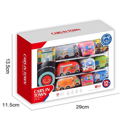 Blauwe Speelgoedauto's Kinderen | Zachte Auto's Baby's | Inclusief Speeltapijt 9 Stuks Set