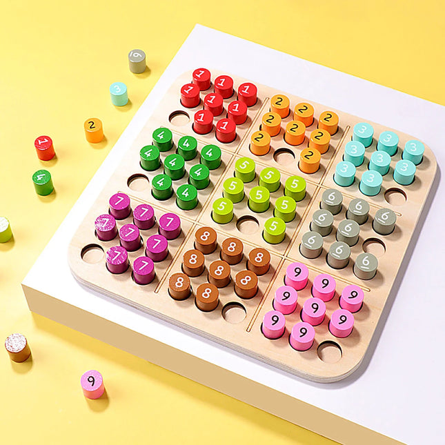 Wooden 3D Sudoku Puzzelspel | Handgemaakt Houten Bordspel | Educatief Spel | Kleurrijk Ontwerp | Ontwikkeling Coördinatie en Creativiteit | Inclusief 81 Stukken en Spelhandleiding | Veilige Materialen