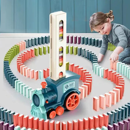 Dominotrein Automatisch | Bouwplezier Kinderen | Kleurvolle Dominosten | Educatief Speelgoed 120 Stukjes
