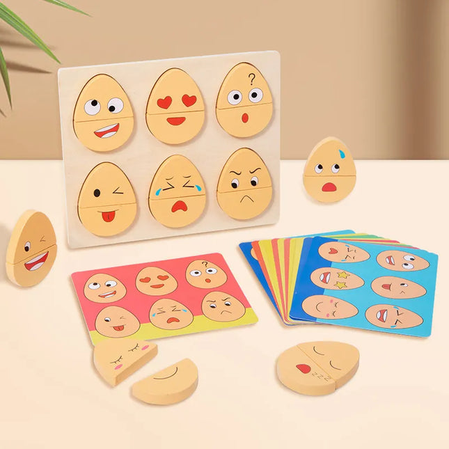 Houten Gevoelsuitdrukkingsset | Educatief Spel | Duurzaam Hout | Herkenning Emoties | Kindergesprek Stimulator | Veilig Speelgoed | Sociale Ontwikkeling | Vanaf 3 Jaar | Diverse Kleuren
