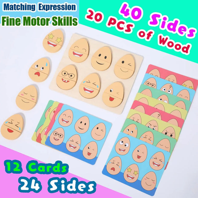 Houten Gevoelsuitdrukkingsset | Educatief Spel | Duurzaam Hout | Herkenning Emoties | Kindergesprek Stimulator | Veilig Speelgoed | Sociale Ontwikkeling | Vanaf 3 Jaar | Diverse Kleuren
