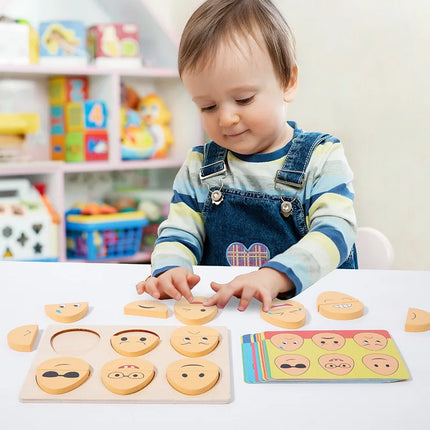 Houten Gevoelsuitdrukkingsset | Educatief Spel | Duurzaam Hout | Herkenning Emoties | Kindergesprek Stimulator | Veilig Speelgoed | Sociale Ontwikkeling | Vanaf 3 Jaar | Diverse Kleuren