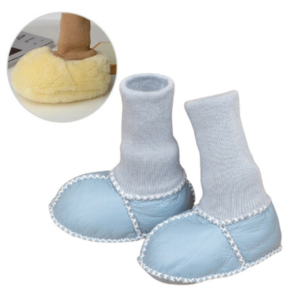 Baby Pantoffels | Antislip | Warm Binnenvoering | Winter | Eenvoudig Aantrekken | Katoen, Wol, Leder