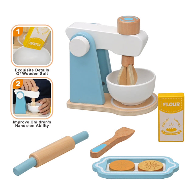 Speelgoedkeuken Blender Set Kinderen | Hout | Milieuvriendelijk | Met Fruit Groenten Kleuren | 480g