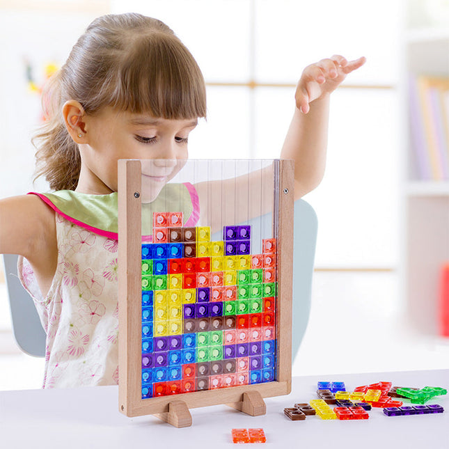 3D Tetris Puzzel | Houten Bouwspeelgoed Kinderen | Educatief & Milieuvriendelijk | Voor Ontwikkeling & Familieplezier