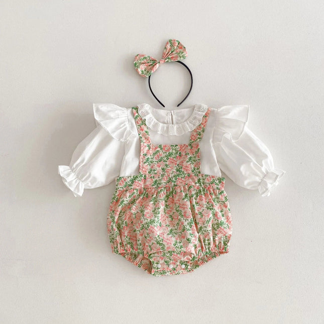 Kleding Set Meisjes | Kinder Blouse Romper en Haarband | Comfortabel en Elegant Outfit voor Feestjes