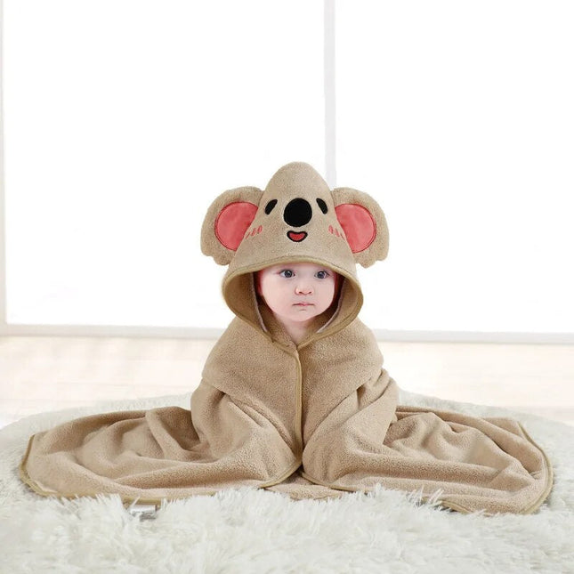 Kinder Badcape | Dierenmotief | Sneldrogend Coral Fleece | Comfortabele Badhanddoek | Unisex | 80 cm