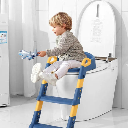 Opvouwbaar Potty Training Stoeltje | Toilettrainer Voor Peuters | Verstelbare Stabiele Trap | Veilig Antislip Design | Praktisch Ruimtebesparend Toilethulpje | Gemakkelijk Opbergbaar Pottetrainer