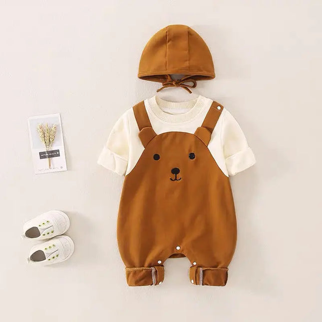 Jumpsuit kinderen | Zacht katoen met capuchon | Unisex design met berenprint | Comfortabel en warm | Gemakkelijk aan- en uittrekken | Geschikt voor dagelijks gebruik