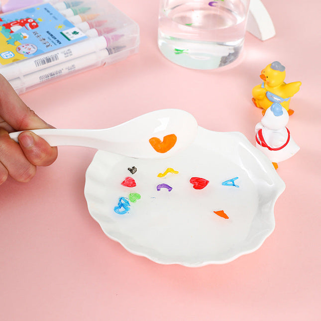 Magische Waterstift Set | Kleurrijke Kunst die Zweeft op Water | 12 Kleuren Inclusief Keramische Lepel