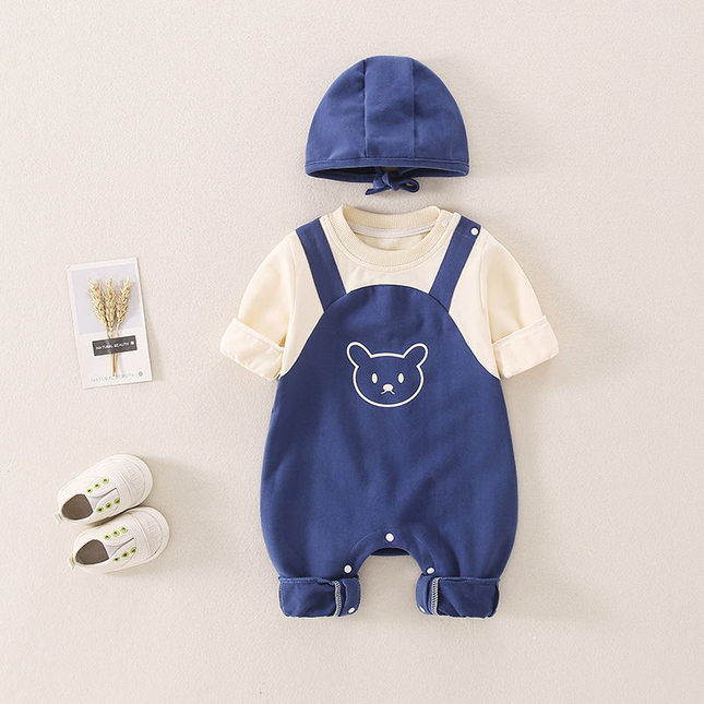 Jumpsuit kinderen | Zacht katoen met capuchon | Unisex design met berenprint | Comfortabel en warm | Gemakkelijk aan- en uittrekken | Geschikt voor dagelijks gebruik